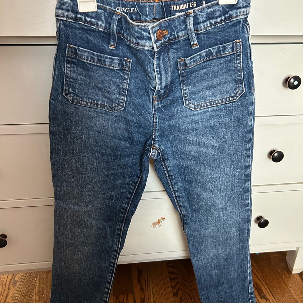 Crewcuts girls straight leg medium wash denim, size 10.